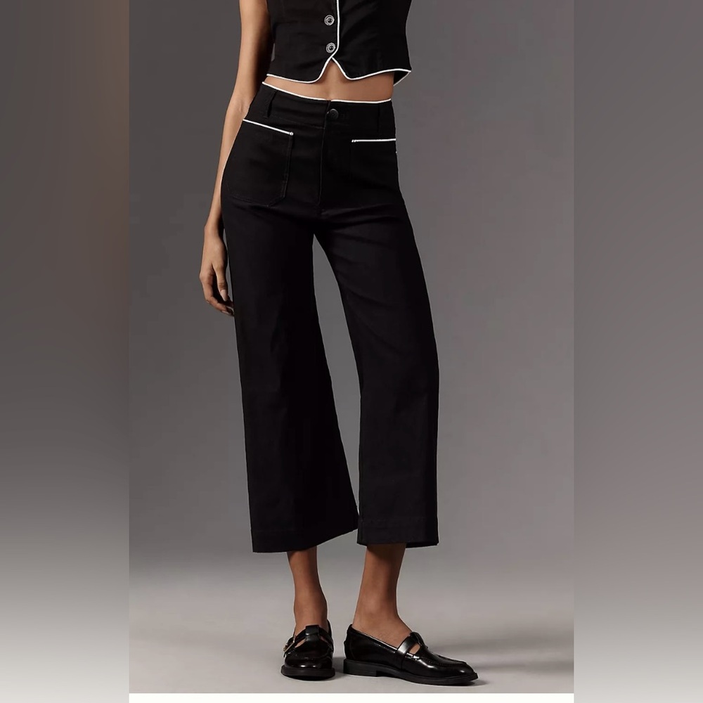 Anthropology Colette cropped wide leg magic fabric pants NEW